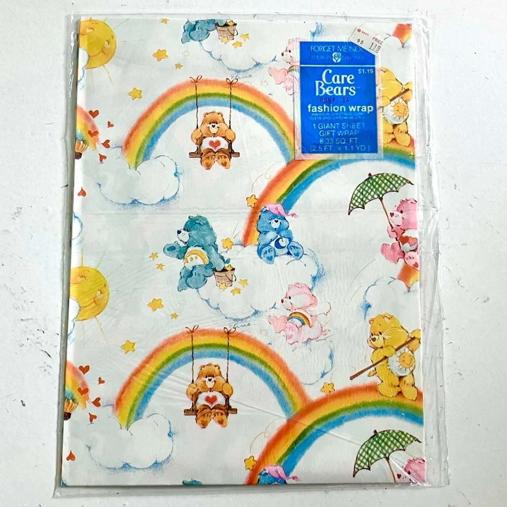 Vintage 80’s Care Bears rainbows wrapping paper